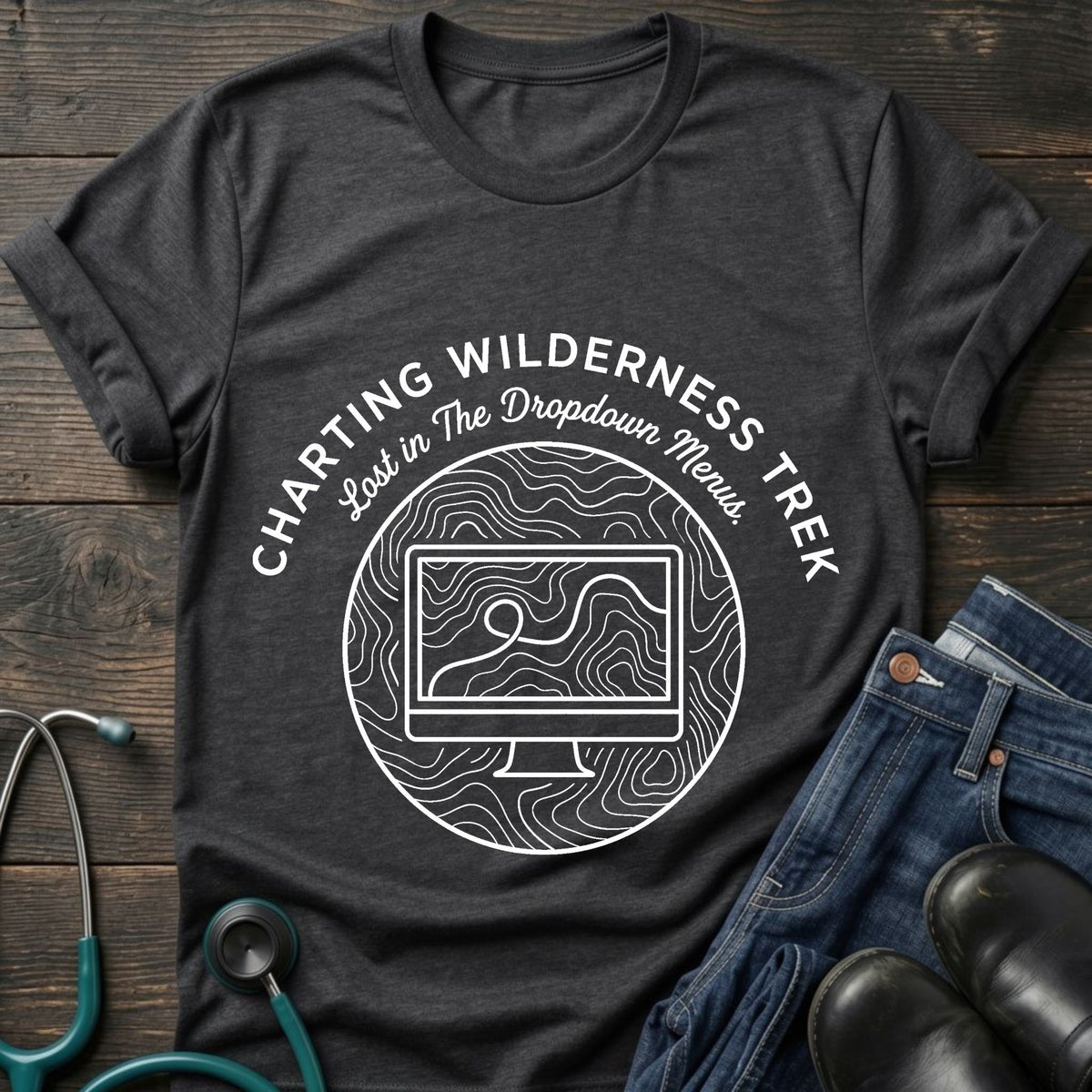 Charting Wilderness Nurse Tee — Lost in the Dropdown Menu