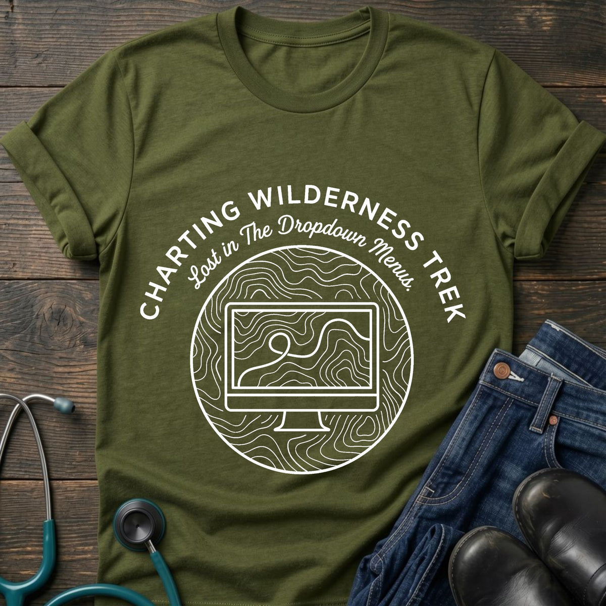 Charting Wilderness Nurse Tee — Lost in the Dropdown Menu