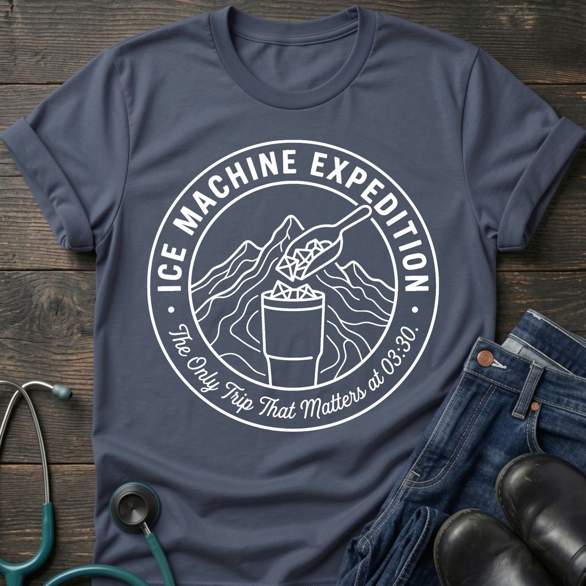 Ice Machine Expedition Night Shift Nurse Tee — The Only Trip That Matters at 03:00