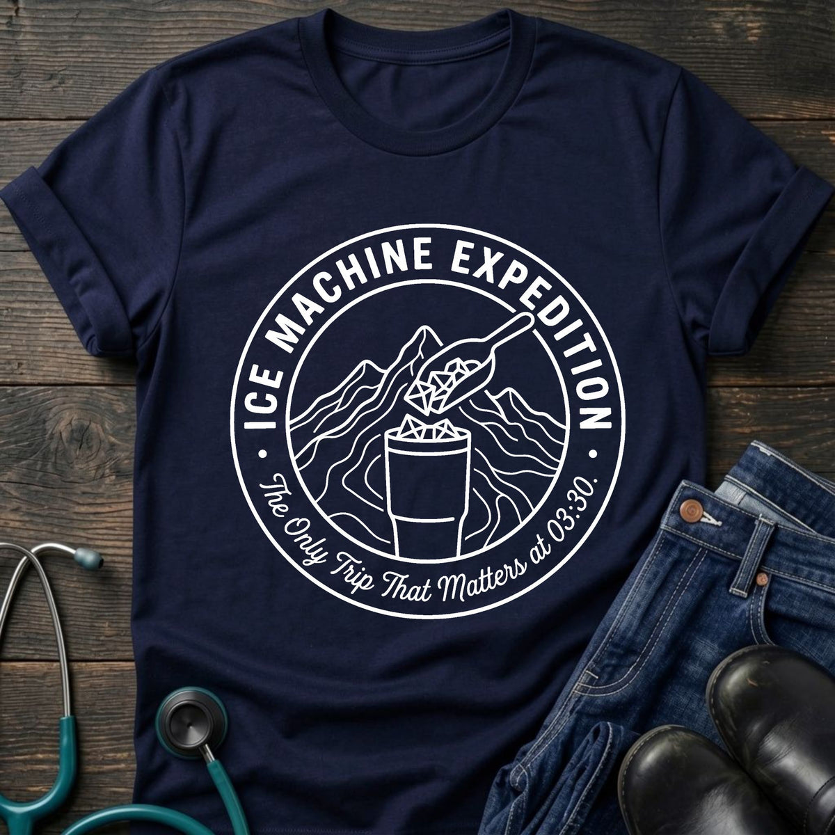 Ice Machine Expedition Night Shift Nurse Tee — The Only Trip That Matters at 03:00