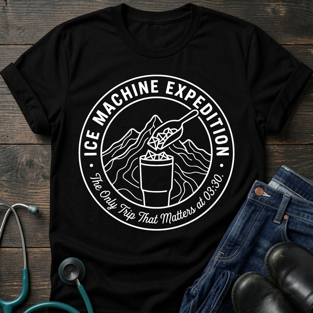 Ice Machine Expedition Night Shift Nurse Tee — The Only Trip That Matters at 03:00