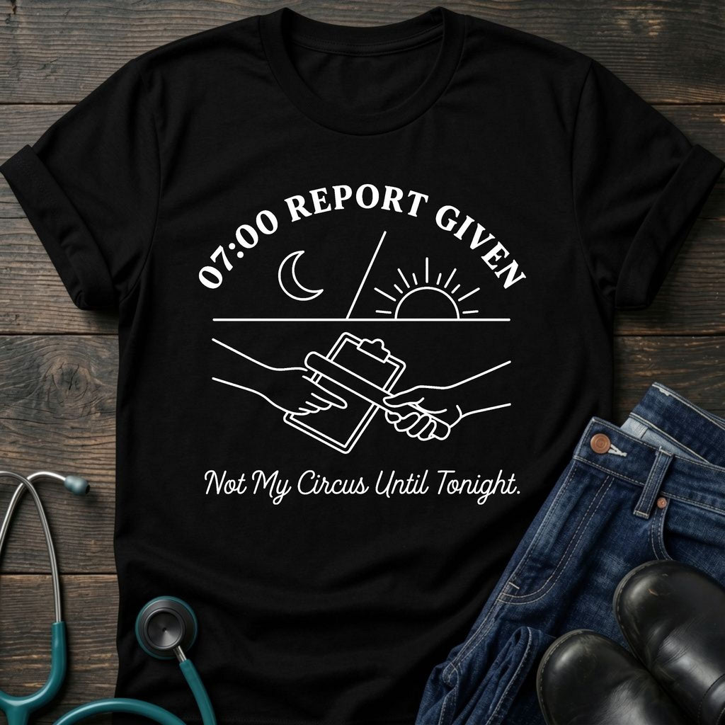 07:00 Report Given Night Shift Nurse Tee — Not My Circus Until Tonight