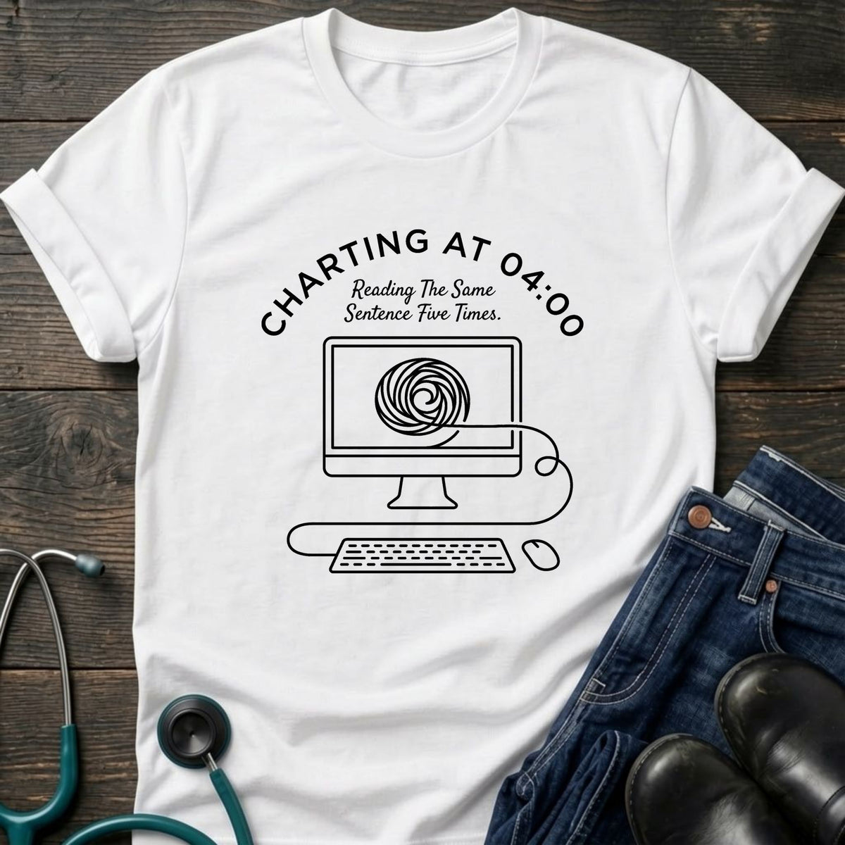 Charting at 04:00 Night Shift Nurse Tee