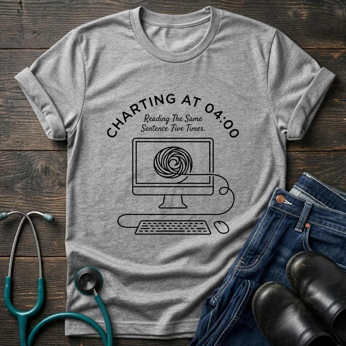 Charting at 04:00 Night Shift Nurse Tee