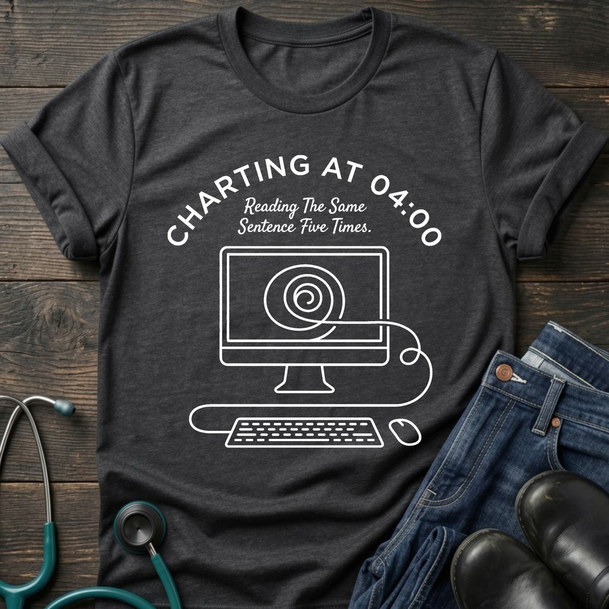 Charting at 04:00 Night Shift Nurse Tee