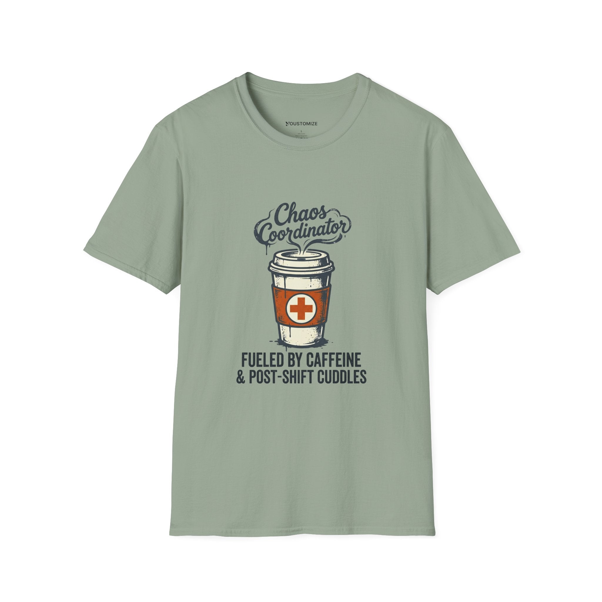 Chaos Coordinator Nurse Mom T-Shirt — Fueled by Caffeine & Post-Shift Cuddles