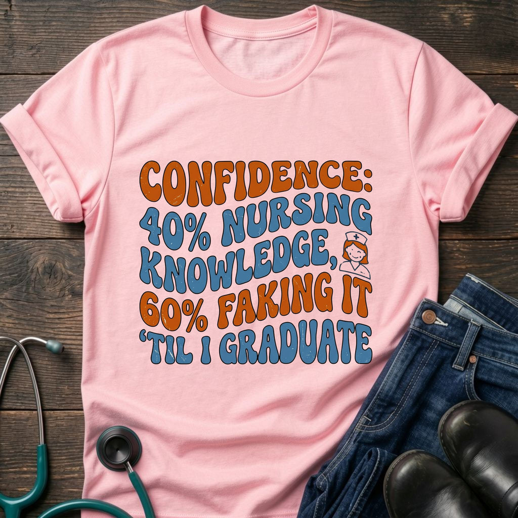 40 Percent Knowledge 60 Percent Faking It Nursing Student Confidence Tee - Sport Grey / XS | YOUSTOMIZE