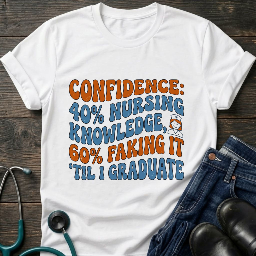 40 Percent Knowledge 60 Percent Faking It Nursing Student Confidence Tee - Sport Grey / XS | YOUSTOMIZE