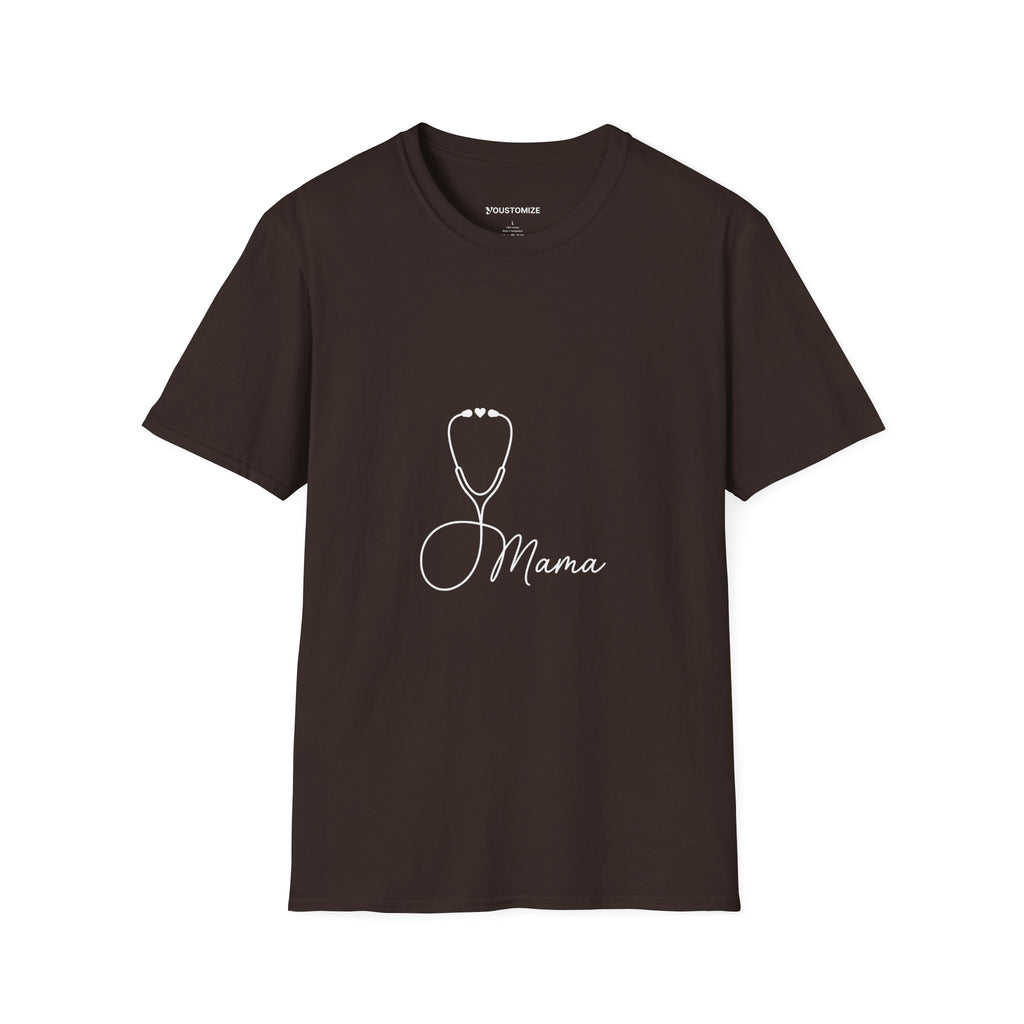 Mama Stethoscope T-Shirt — Cute Minimalist Nurse & Mom Medical Tee