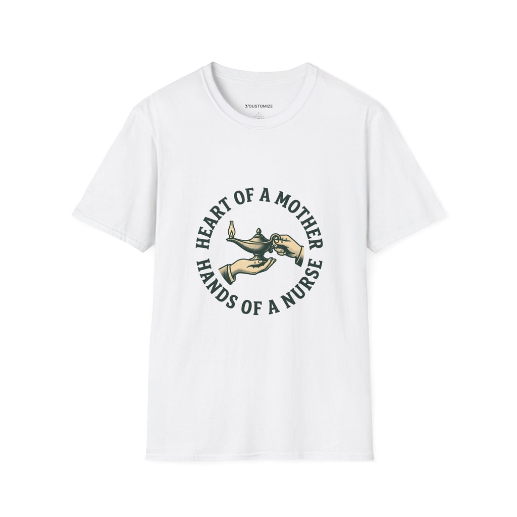 Nurse Mother T-Shirt — "Heart of a Mother, Hands of a Nurse"