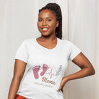 Mama Healing Hands T-Shirt — Baby Footprint & Heartbeat Maternity Tee for Nurse Moms