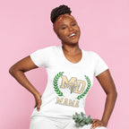 MD Mama College Crest T-Shirt — Mom Tee with Laurel Wreath