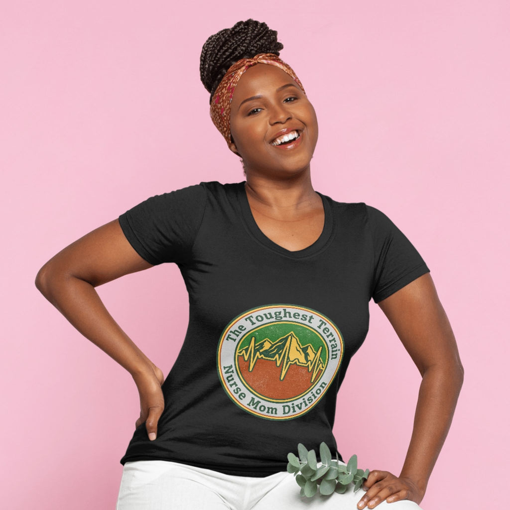 Nurse Mom Division T-Shirt — "The Toughest Terrain" Vintage Mountain EKG Tee