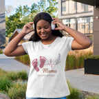 Mama Healing Hands T-Shirt — Baby Footprint & Heartbeat Maternity Tee for Nurse Moms