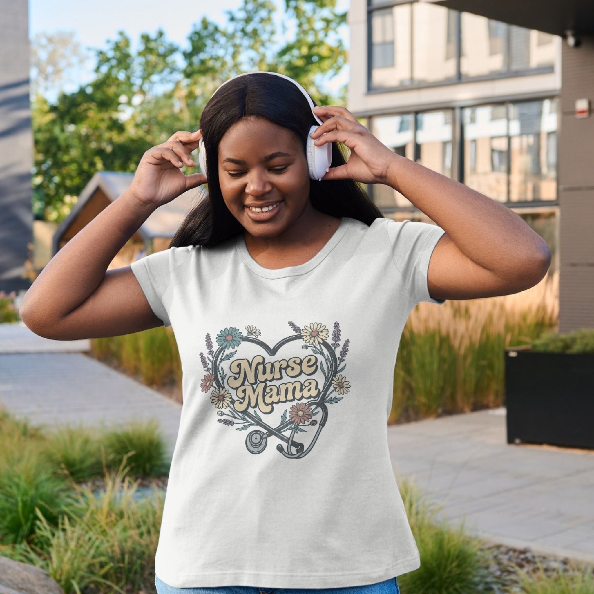 Nurse Mama Floral Stethoscope T-Shirt — Nurse Mom Gift Tee