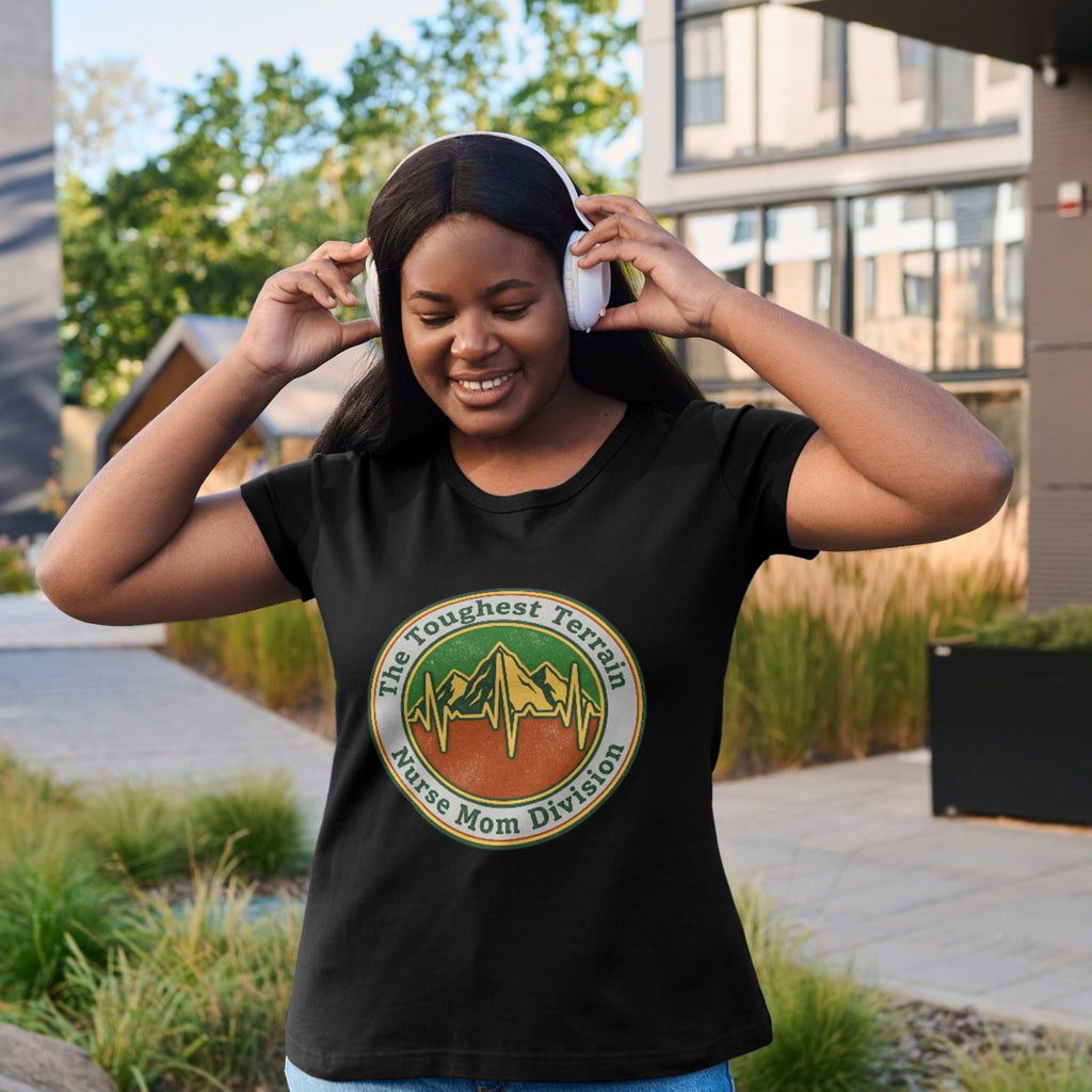 Nurse Mom Division T-Shirt — "The Toughest Terrain" Vintage Mountain EKG Tee