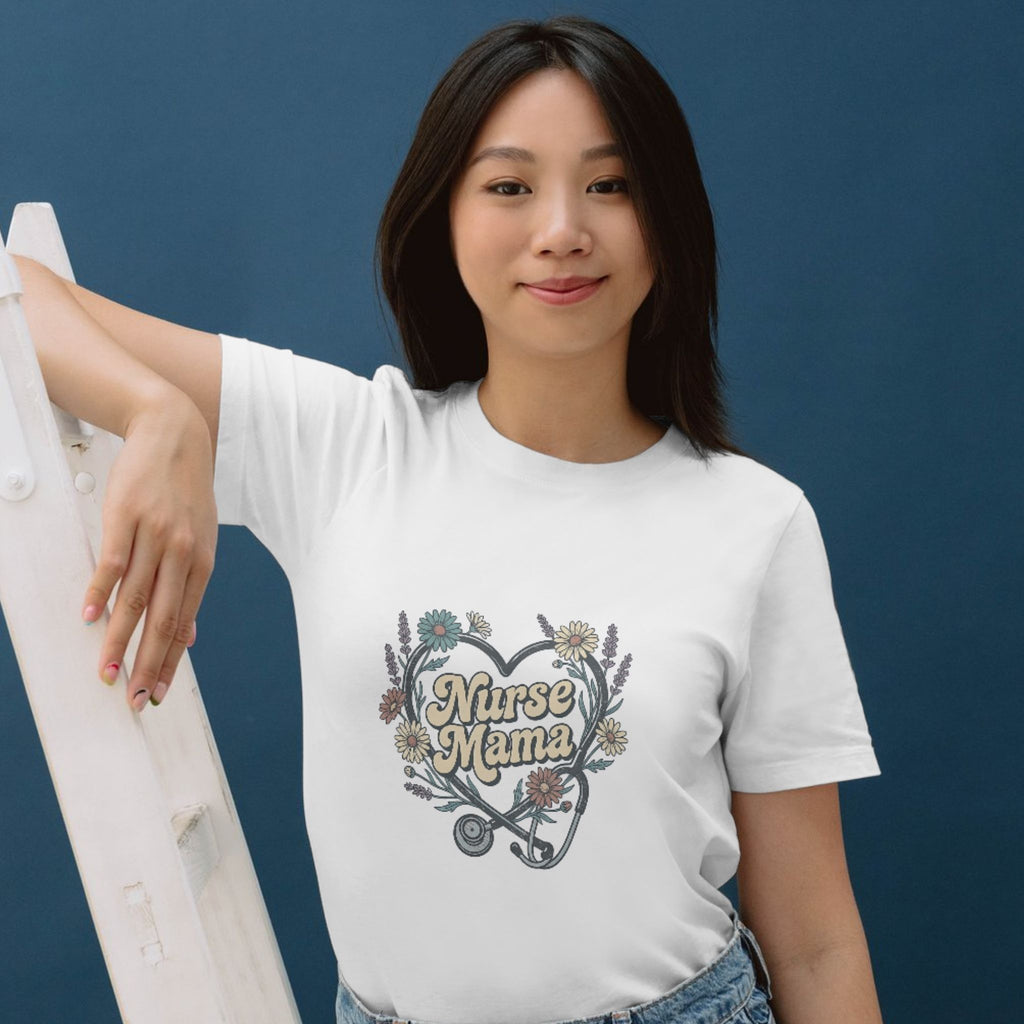 Nurse Mama Floral Stethoscope T-Shirt — Nurse Mom Gift Tee
