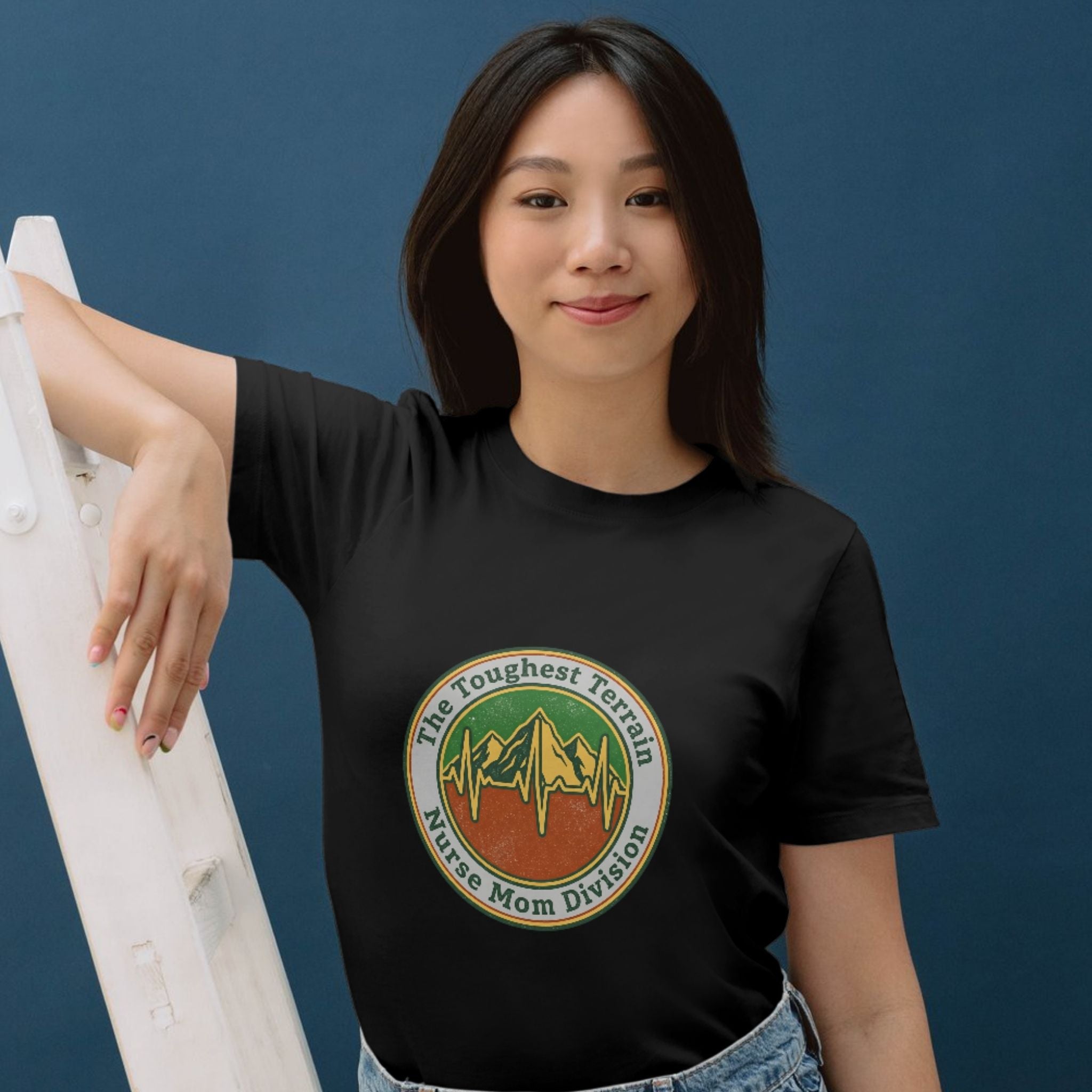 Nurse Mom Division T-Shirt — "The Toughest Terrain" Vintage Mountain EKG Tee