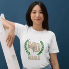 MD Mama College Crest T-Shirt — Mom Tee with Laurel Wreath