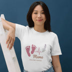 Mama Healing Hands T-Shirt — Baby Footprint & Heartbeat Maternity Tee for Nurse Moms