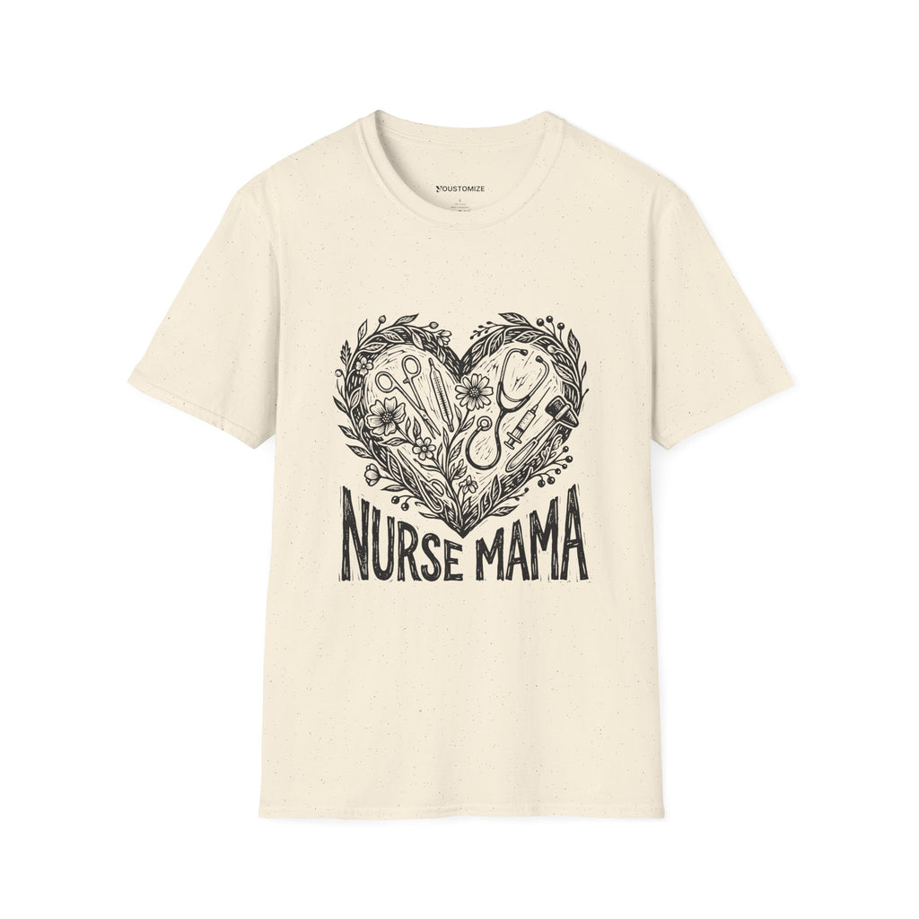 Nurse Mama T-Shirt — Heart Stethoscope & Nursing Tools Graphic