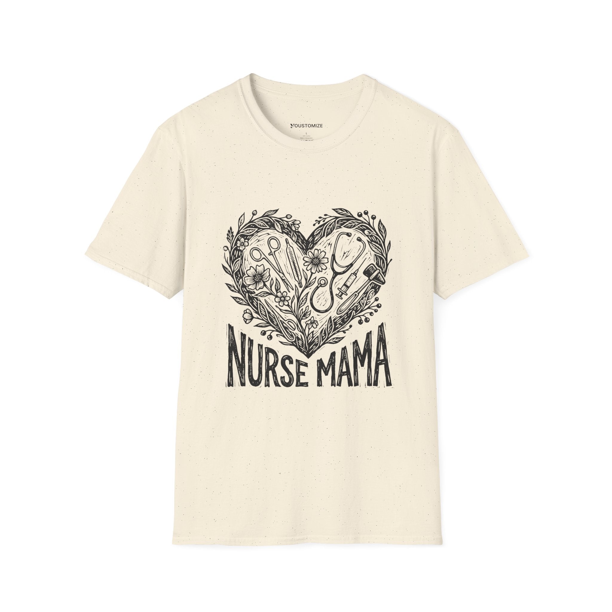 Nurse Mama T-Shirt — Heart Stethoscope & Nursing Tools Graphic