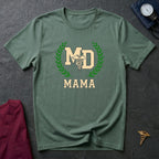 MD Mama College Crest T-Shirt — Mom Tee with Laurel Wreath