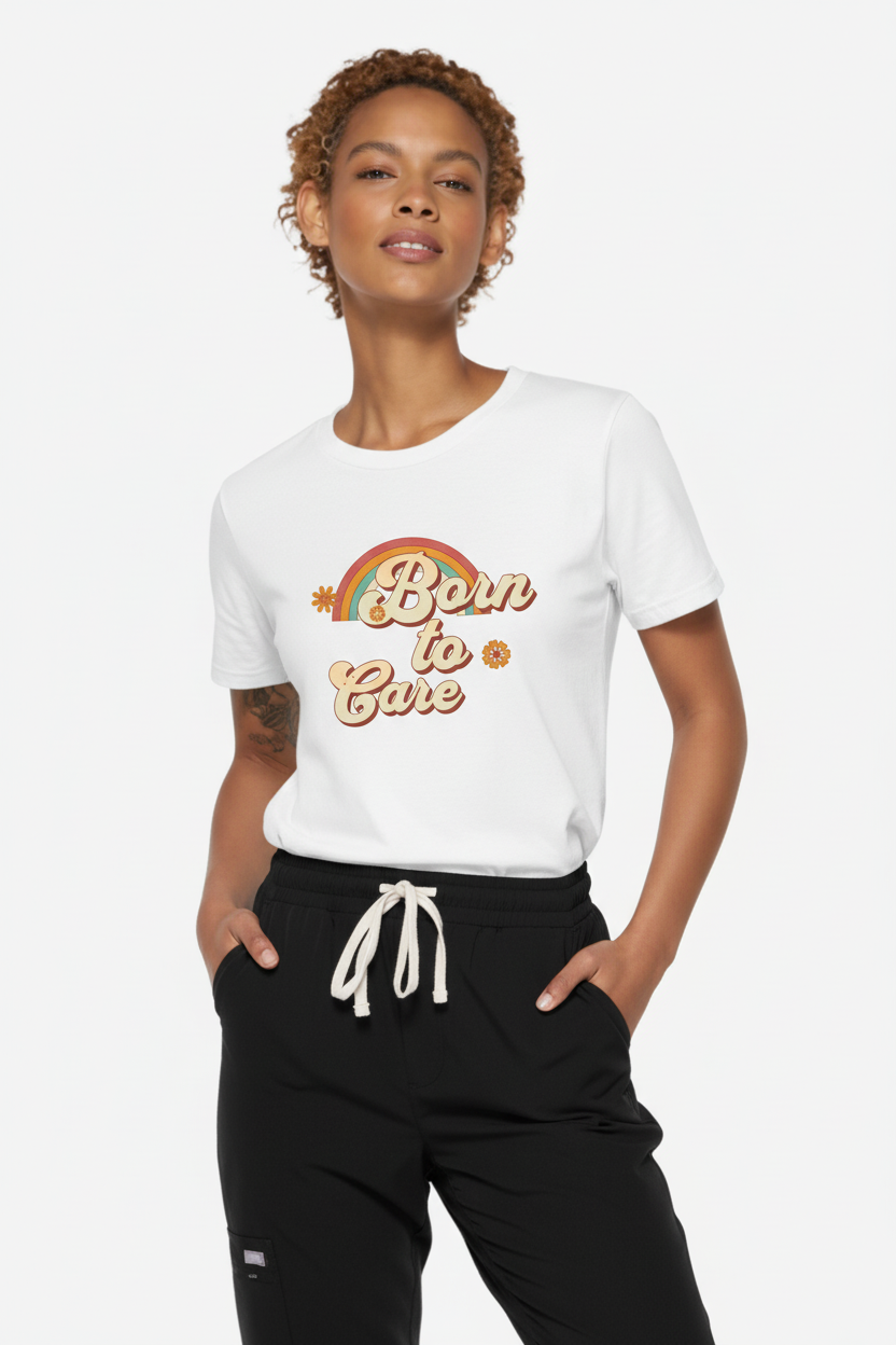 Born to Care - White Tee Full