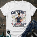 Caffeine and Clinicals Future Nurse Coffee Night Shift Tee - White / XS | YOUSTOMIZE