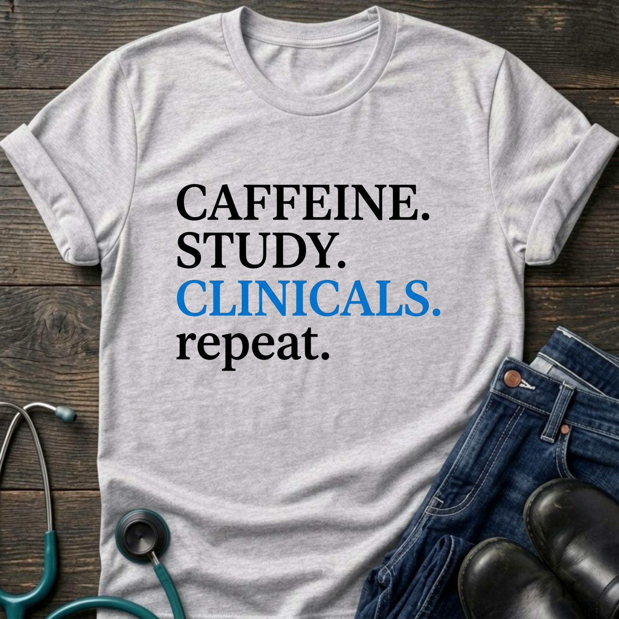 Caffeine Study Clinicals Nurse Student Graphic Tee - Sport Grey / XS | YOUSTOMIZE