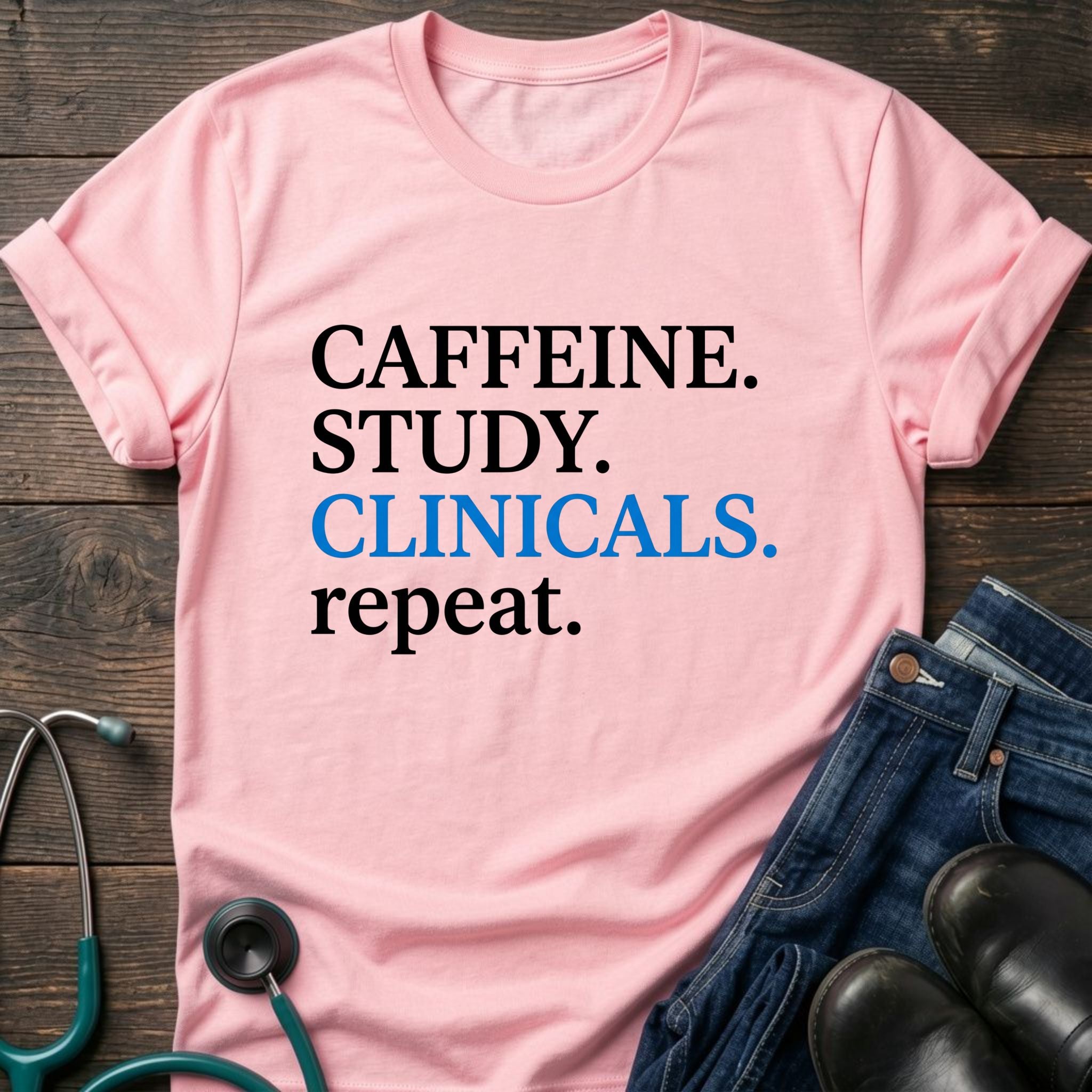 Caffeine Study Clinicals Nurse Student Graphic Tee - Sport Grey / XS | YOUSTOMIZE