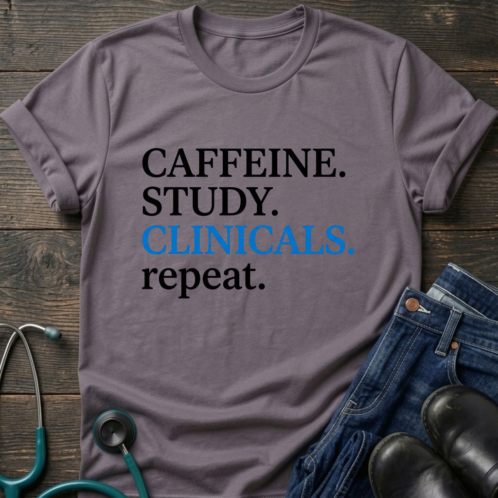 Caffeine Study Clinicals Nurse Student Graphic Tee - Sport Grey / XS | YOUSTOMIZE