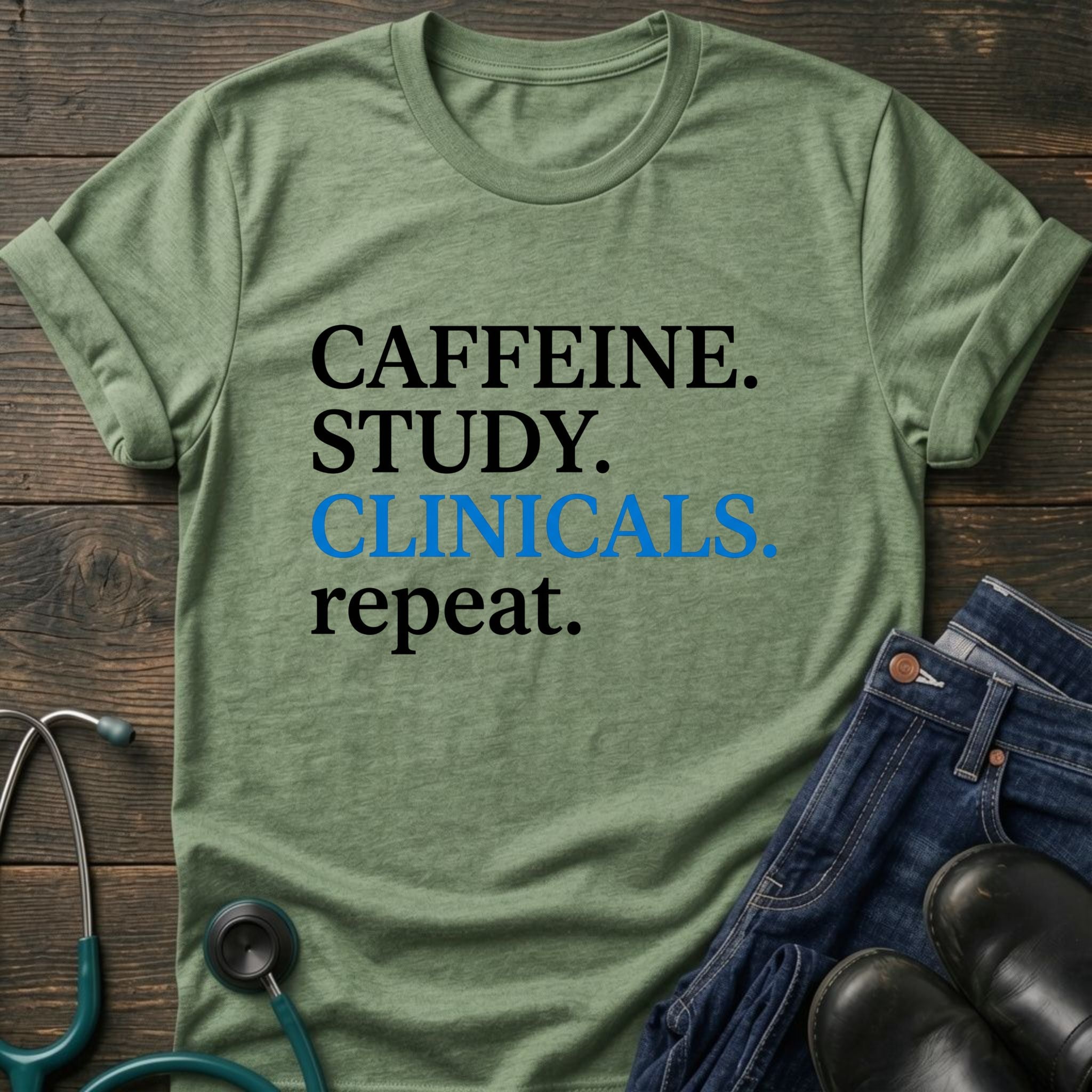 Caffeine Study Clinicals Nurse Student Graphic Tee - Sport Grey / XS | YOUSTOMIZE