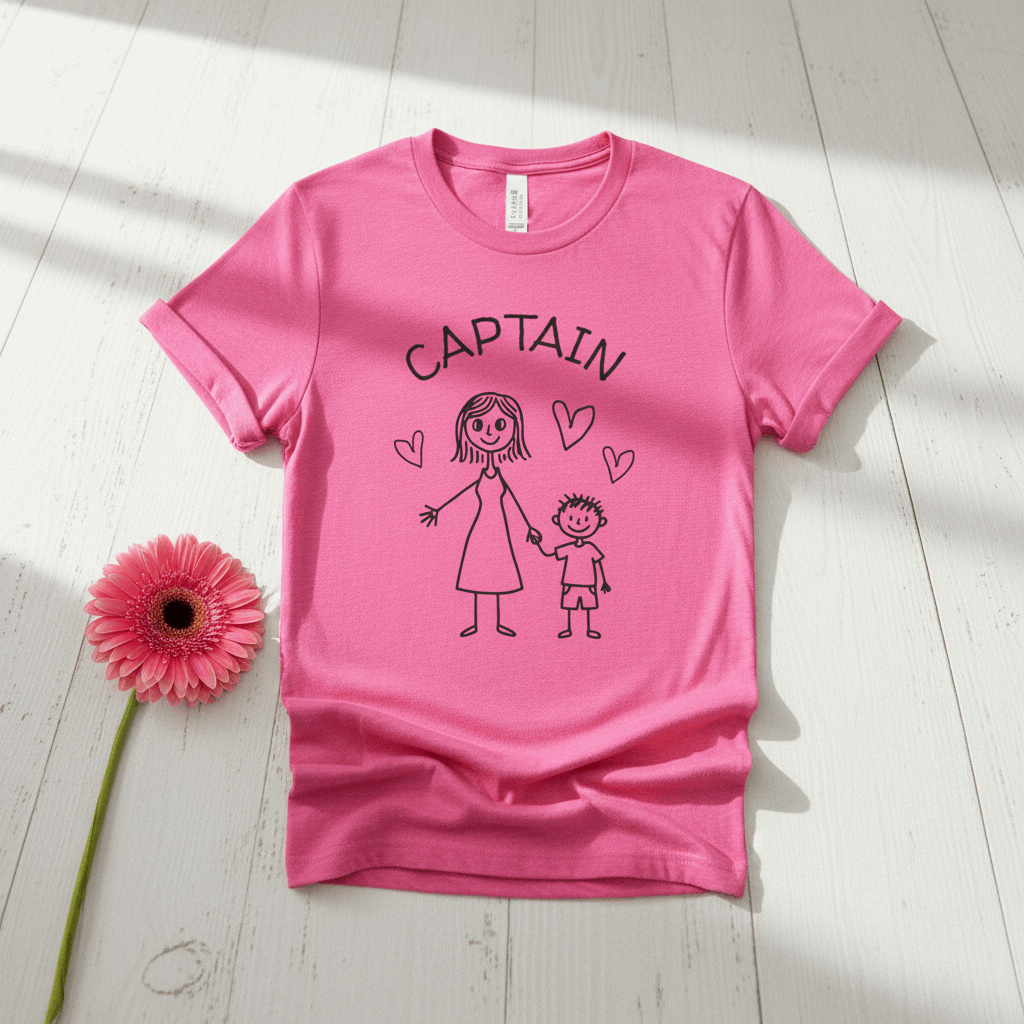 Captain & Co-Captain Mom and Son T-Shirt — Cute Hand-Drawn Family Tee - YOUSTOMIZE