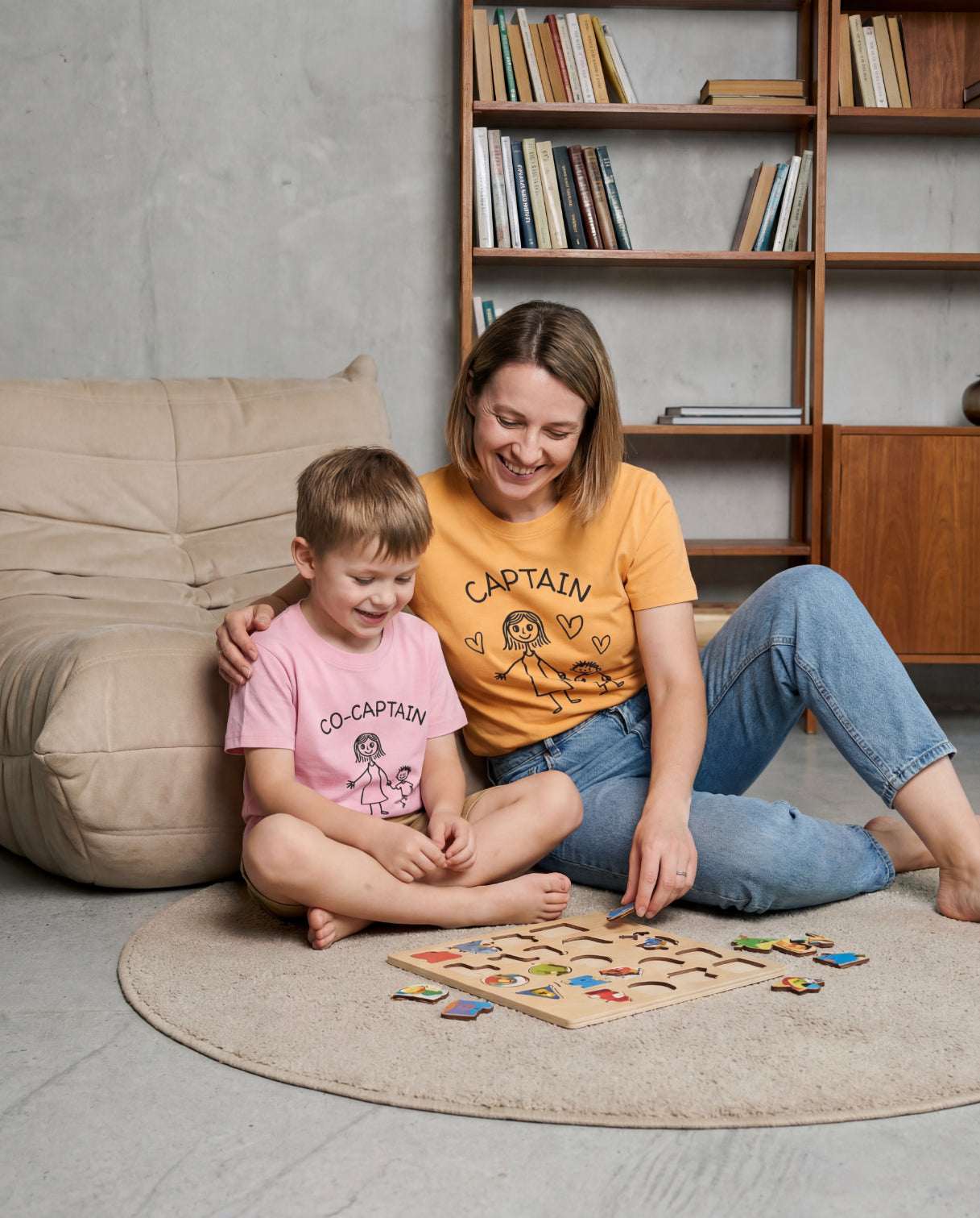 Captain & Co-Captain Mom and Son T-Shirt — Cute Hand-Drawn Family Tee - YOUSTOMIZE