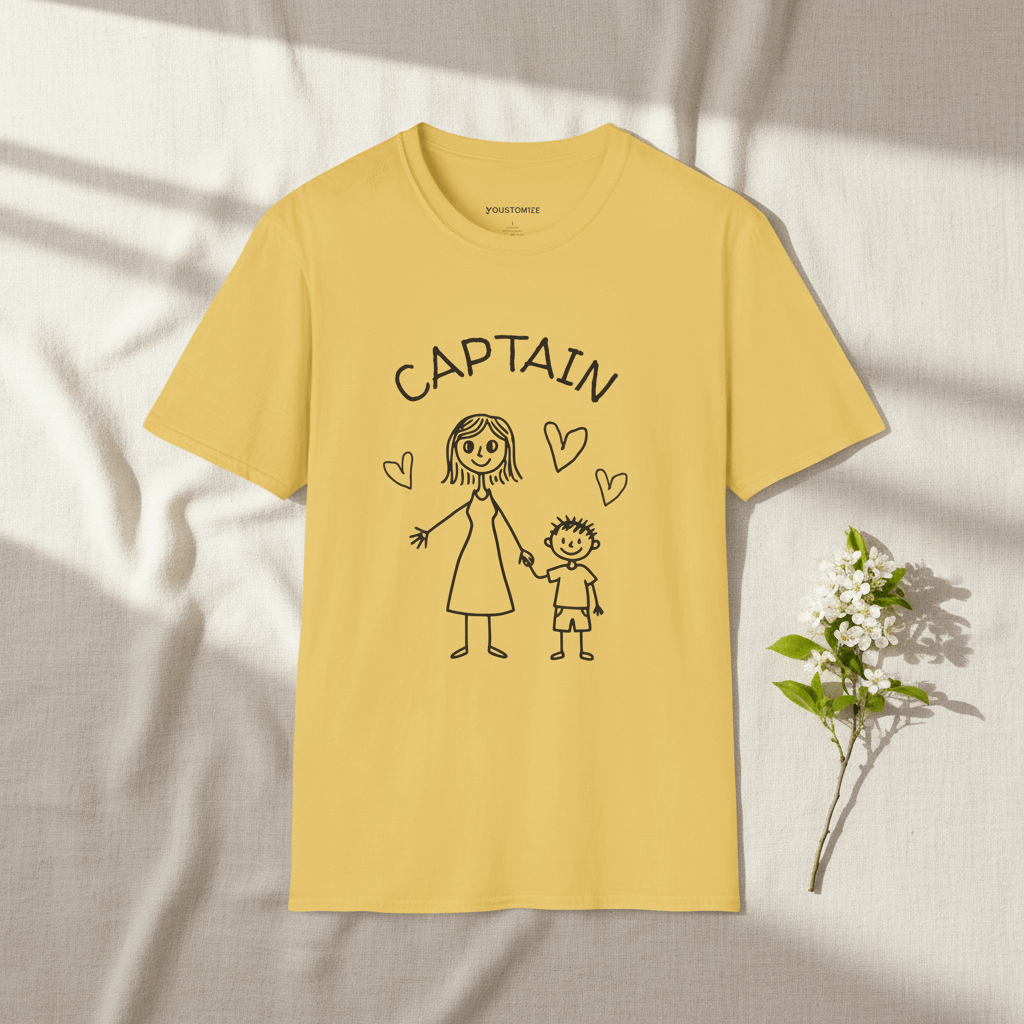 Captain & Co-Captain Mom and Son T-Shirt — Cute Hand-Drawn Family Tee - YOUSTOMIZE