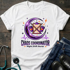 Chaos Coordinator Night Shift Nurse Graphic Tee - White / XS | YOUSTOMIZE