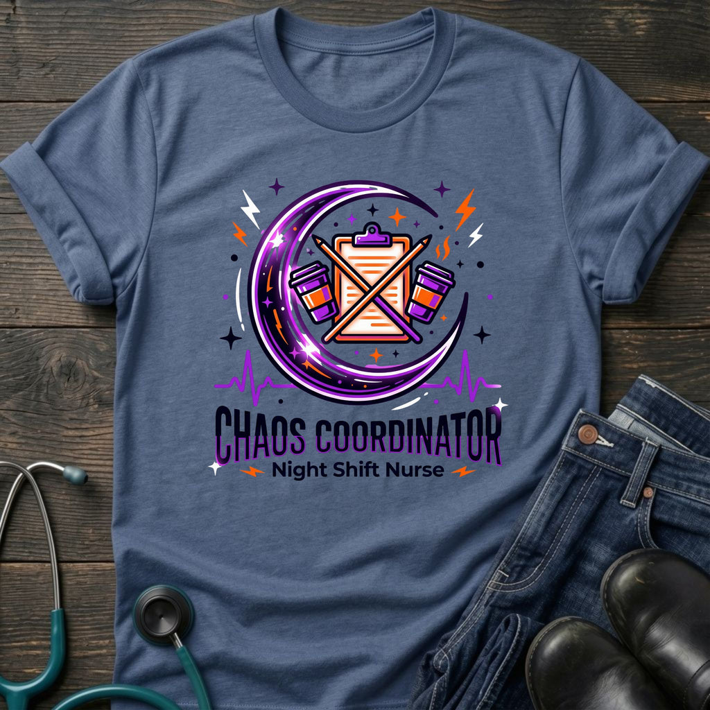 Chaos Coordinator Night Shift Nurse Graphic Tee - White / XS | YOUSTOMIZE