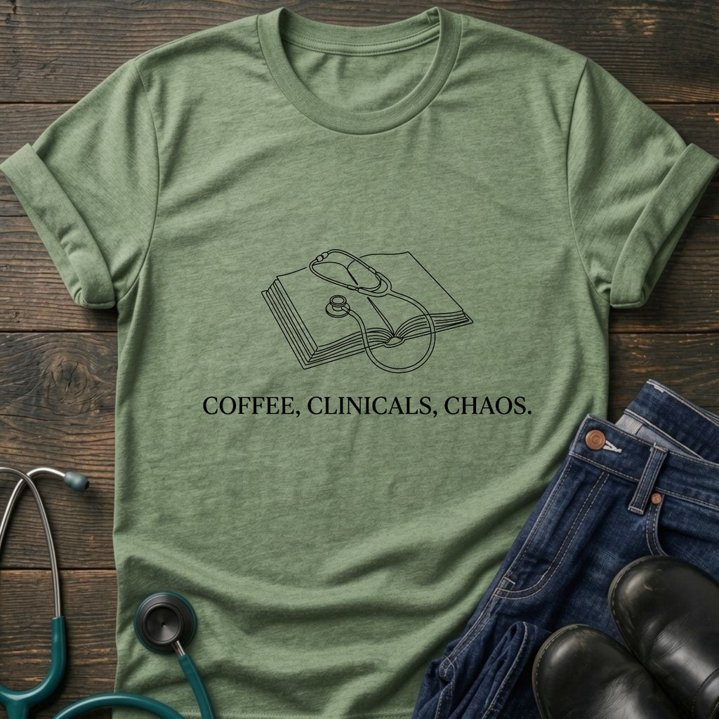 Coffee Clinicals Chaos Nurse Student Graphic Tee - Sport Grey / XS | YOUSTOMIZE