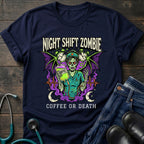 Coffee or Death Night Shift Zombie Goth Nurse Graveyard Tee - Navy / XS | YOUSTOMIZE