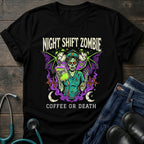Coffee or Death Night Shift Zombie Goth Nurse Graveyard Tee - Navy / XS | YOUSTOMIZE