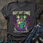 Coffee or Death Night Shift Zombie Goth Nurse Graveyard Tee - Navy / XS | YOUSTOMIZE