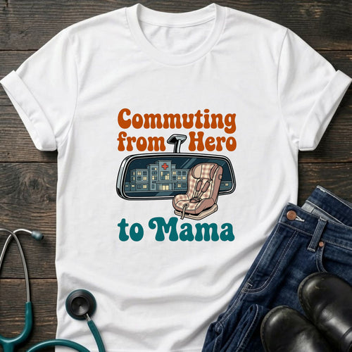 Commuting From Hero to Mama Nurse Mom Tee - Sport Grey / XS | YOUSTOMIZE