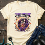 Dead Inside Still Caring Nurse Burnout Healthcare Humor Tee - White / XS | YOUSTOMIZE