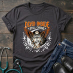 Dead Inside Still Caring Skull Wings Nurse Burnout Tee - Navy / XS | YOUSTOMIZE