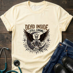 Dead Inside Still Caring Skull Wings Nurse Burnout Tee - Navy / XS | YOUSTOMIZE