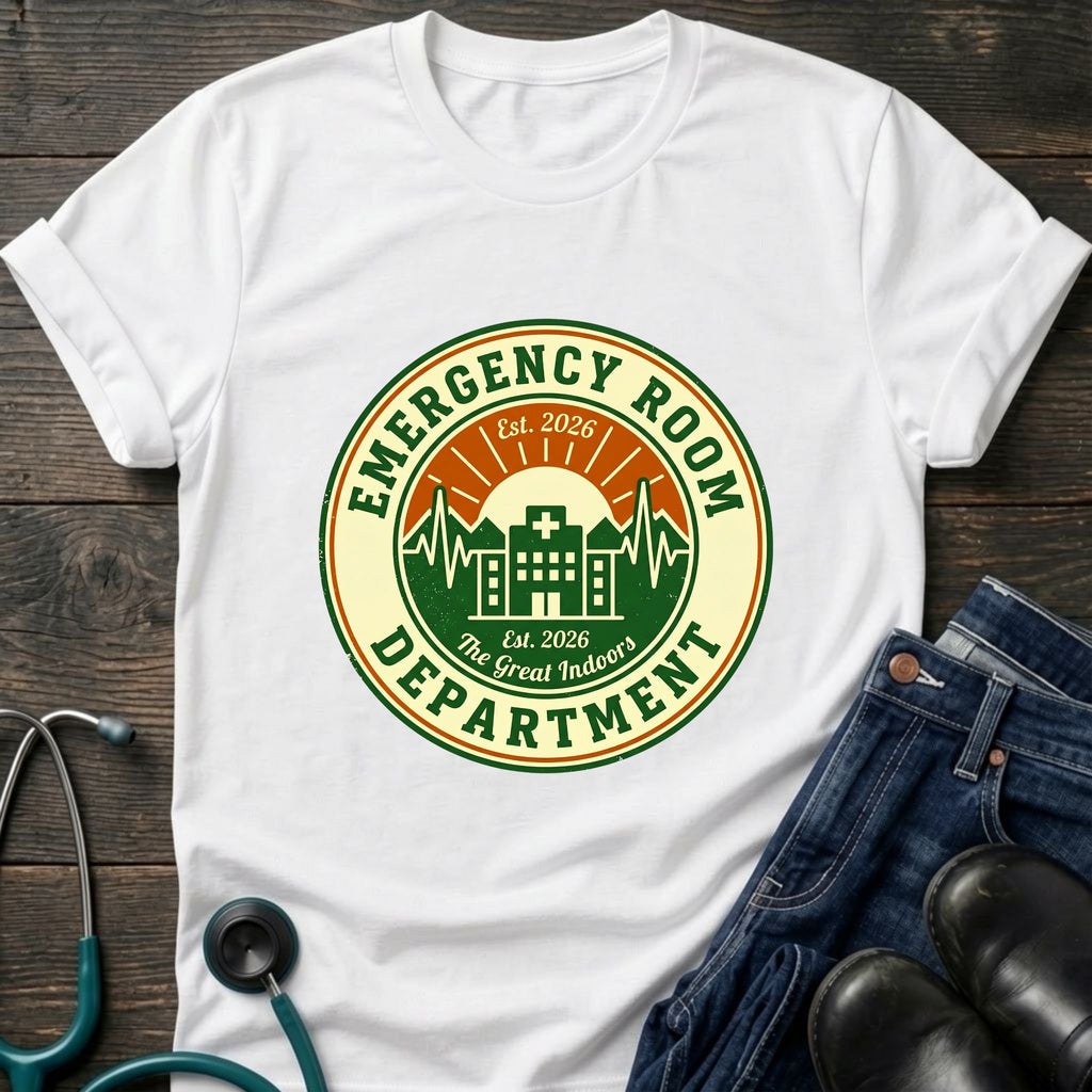 Emergency Room Department Retro ER Badge Nurse Tee - Charcoal / XS | YOUSTOMIZE
