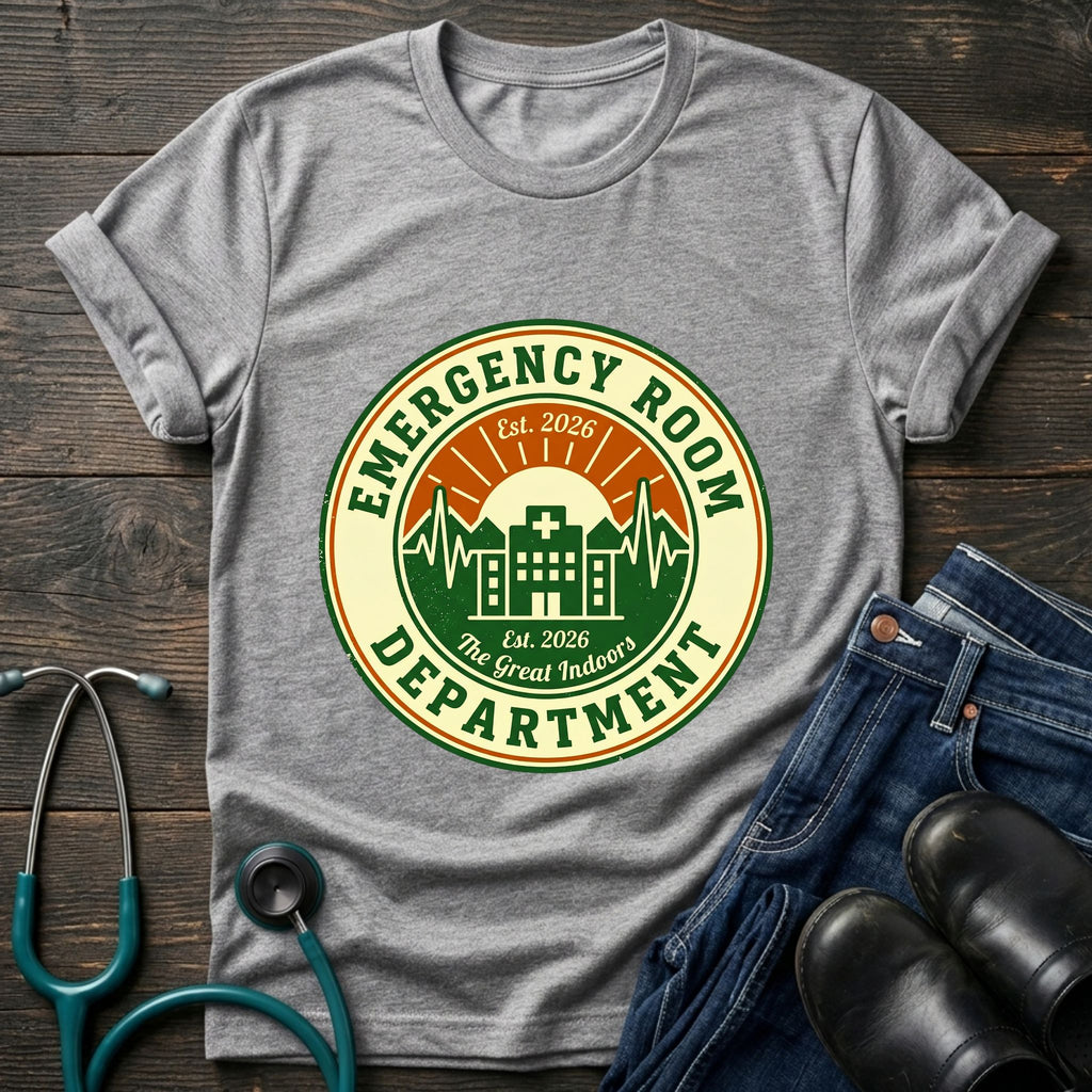 Emergency Room Department Retro ER Badge Nurse Tee - Charcoal / XS | YOUSTOMIZE