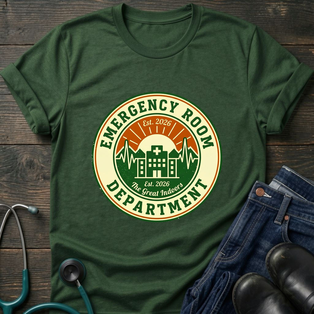 Emergency Room Department Retro ER Badge Nurse Tee - Charcoal / XS | YOUSTOMIZE