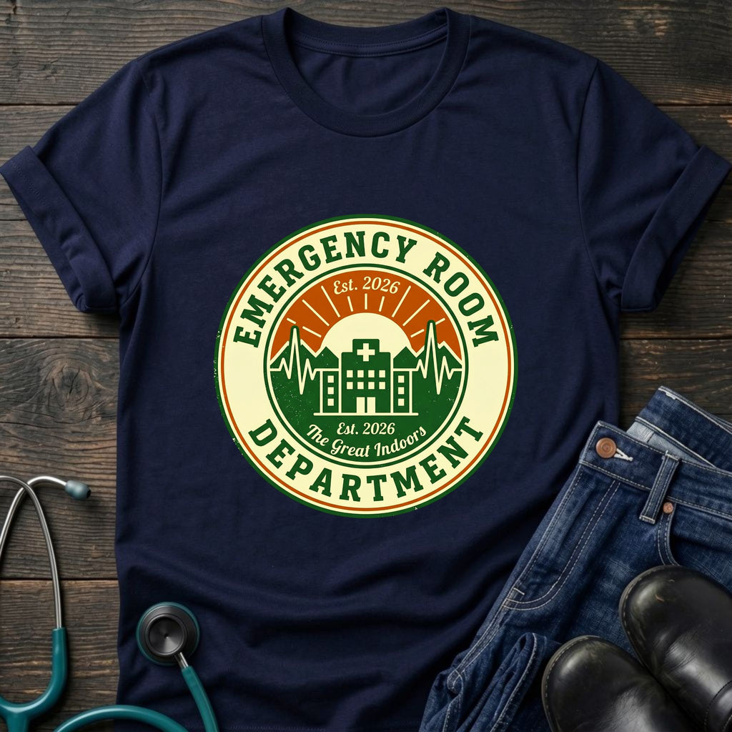 Emergency Room Department Retro ER Badge Nurse Tee - Charcoal / XS | YOUSTOMIZE